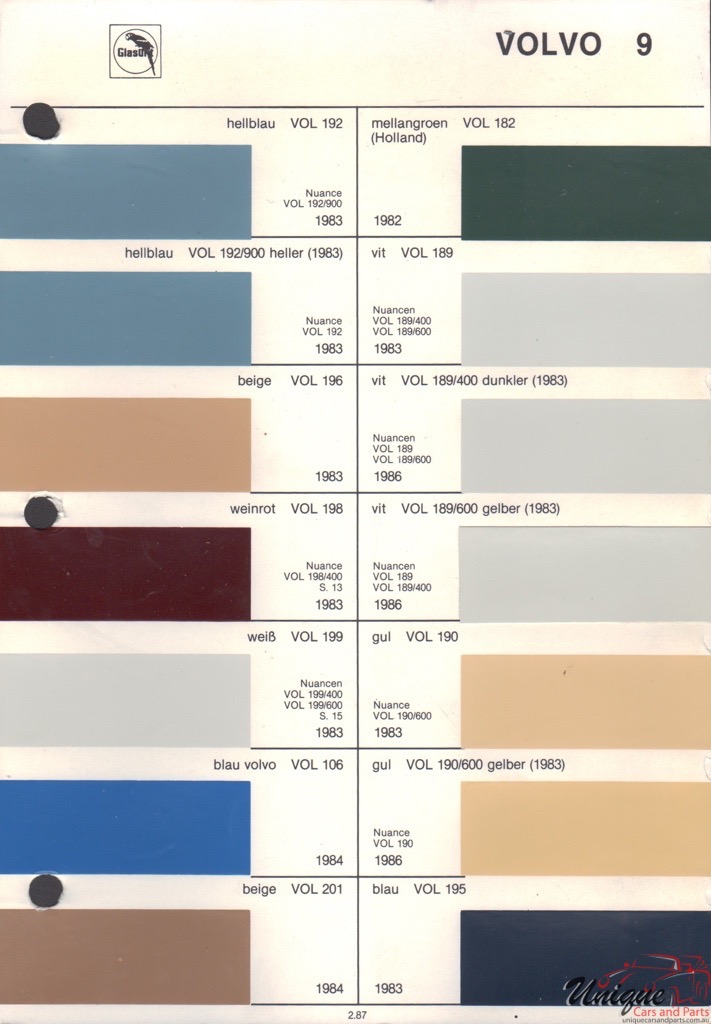 1982 Volvo Paint Charts Glasurit 2